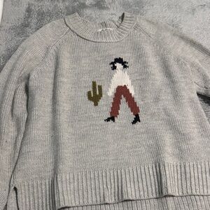 Madewell Light Gray Ribbed Knit Sweater